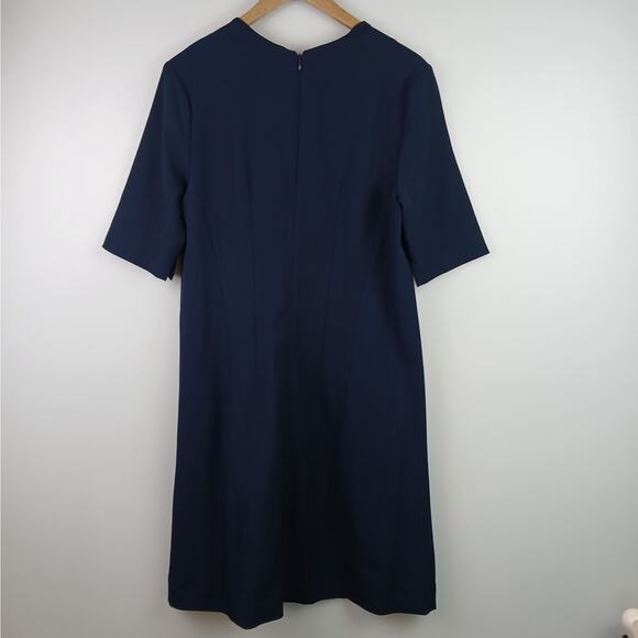 M. M. Lafleur New York SZ 12 Emily Dress 3/4 Sleeve Square Neck Pockets Navy - Picture 3 of 8